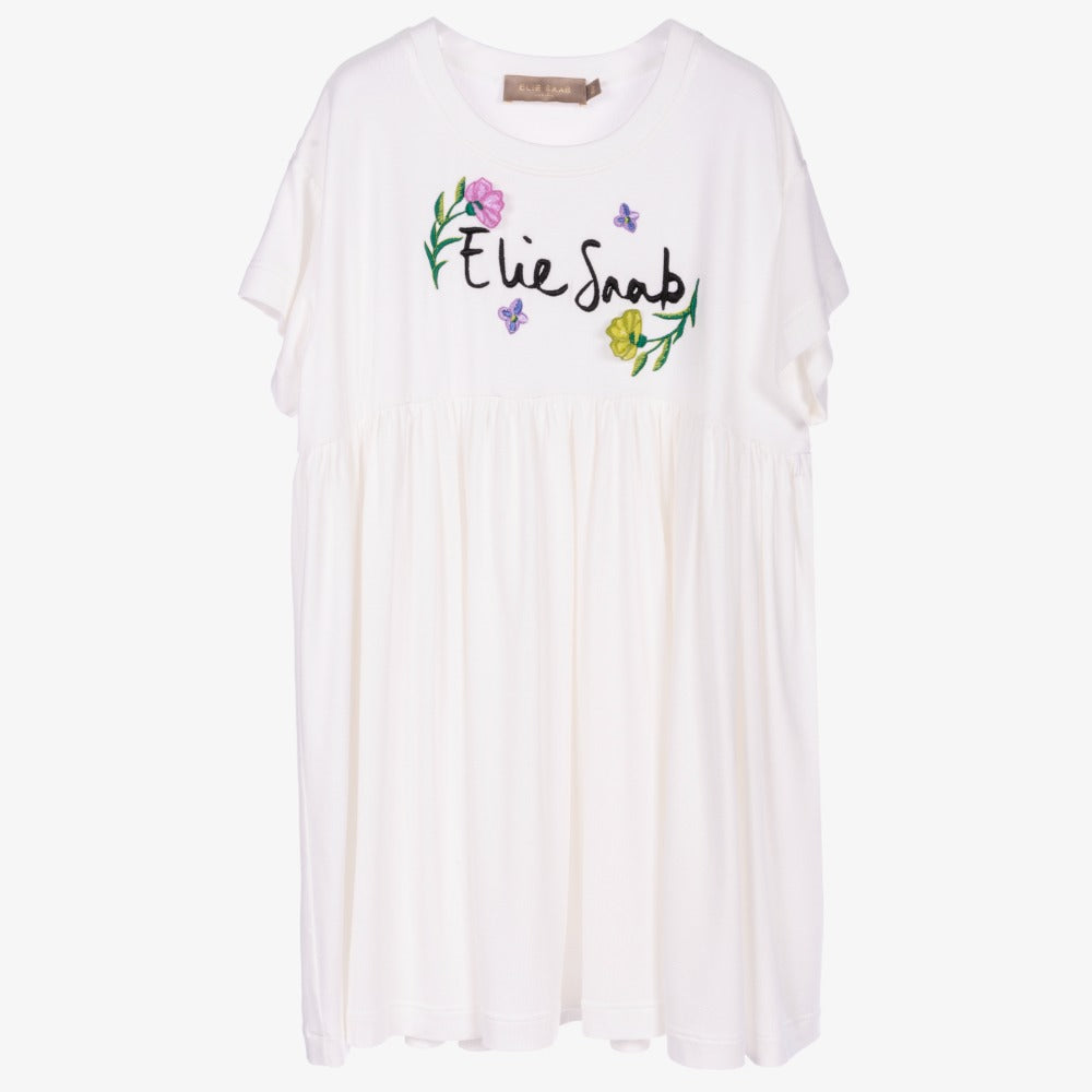 Elie Saab Flower Logo Dress - White