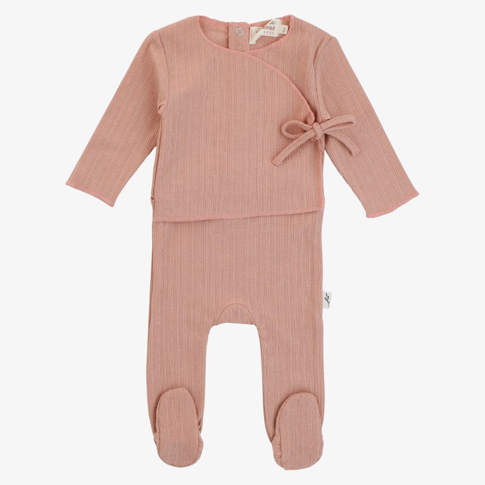 Bondoux Kimono Wrap Footie - Apricot