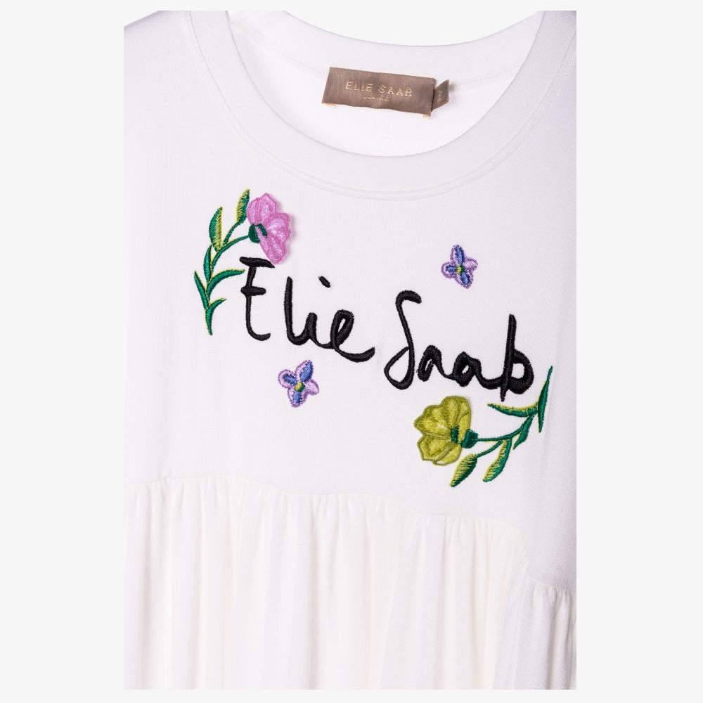 Elie Saab Flower Logo Dress - White