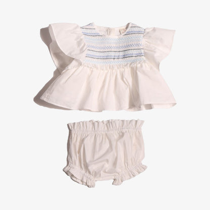 Tia Cibani Smocked Blouse And Bloomer - Sugar