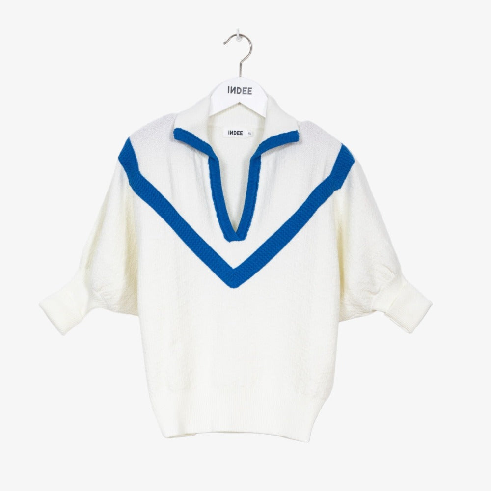 Indee Panama Polo Knit Sweater - Off White