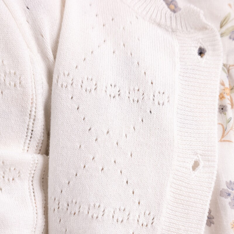 Belati Pointelle Cardigan - White