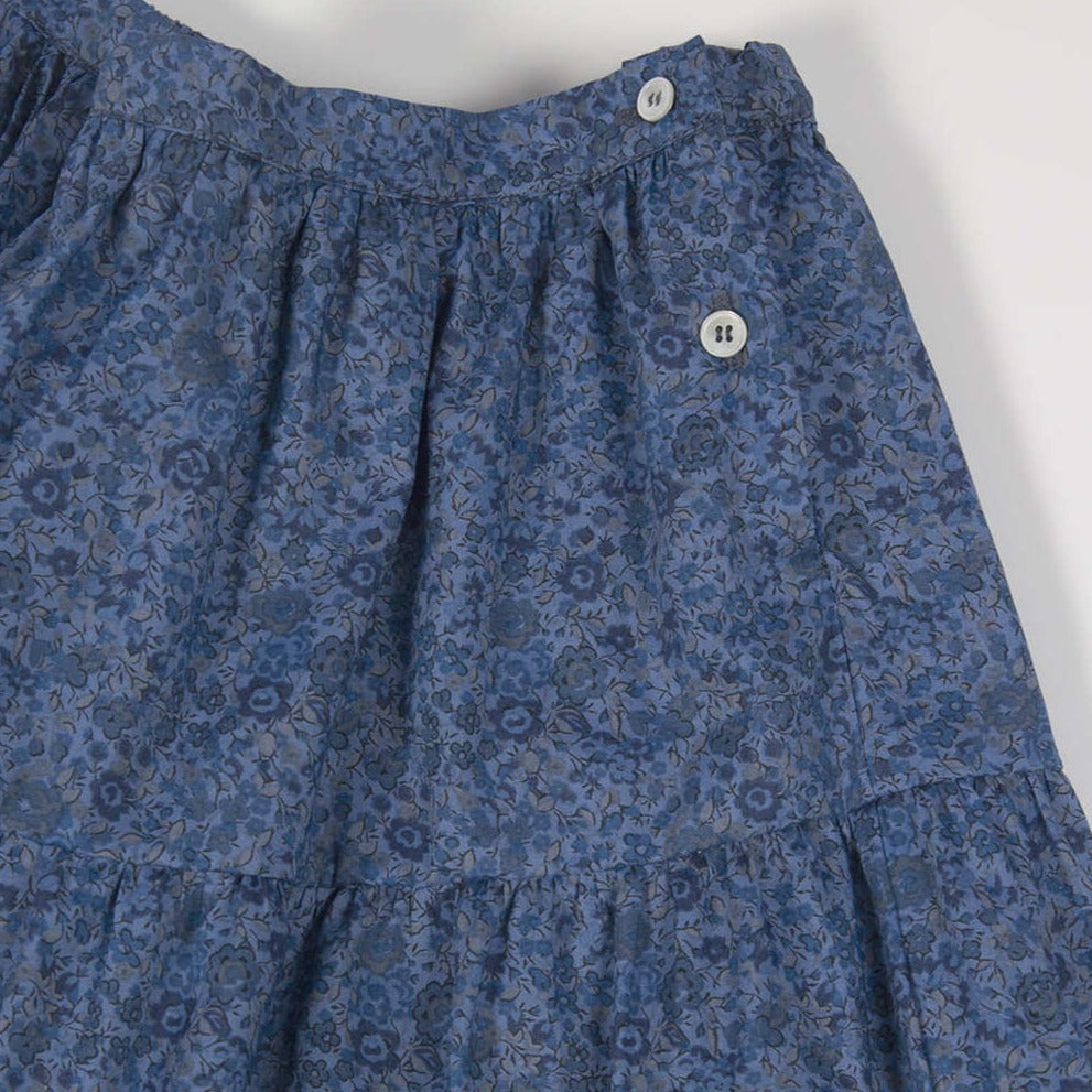 Tangerine Tiered Skirt - Blue Floral