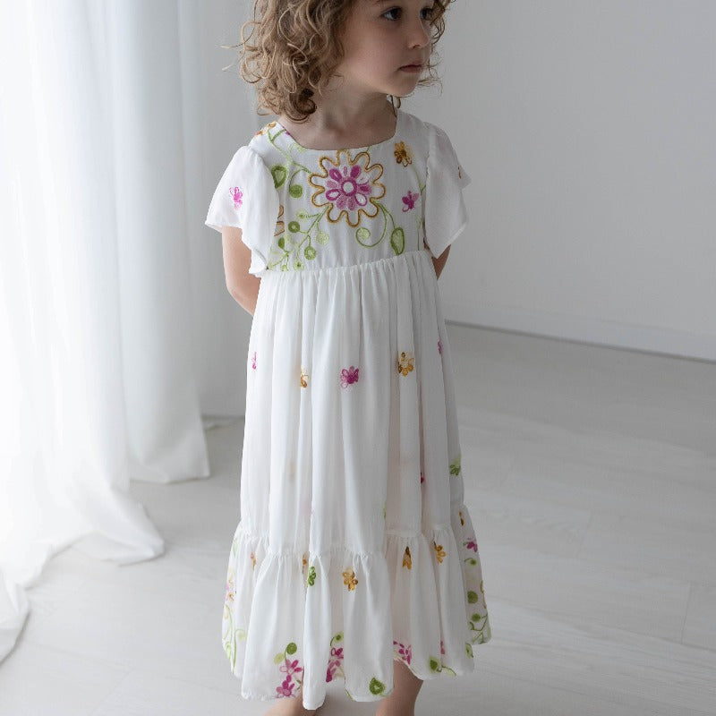 Little Eyelet Malka Dress - White