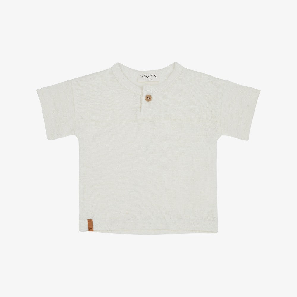 1+ In The Family Valderno Henley Shirt And Pants - Ivory