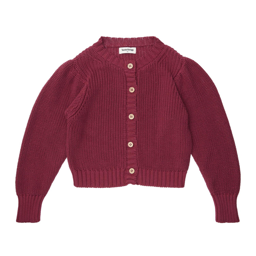 Tocoto Vintage Pearl Knit Cardigan - Burdeaux