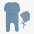 Bee & Dee Muslin Applique Footie With Bonnet - Ocean Blue