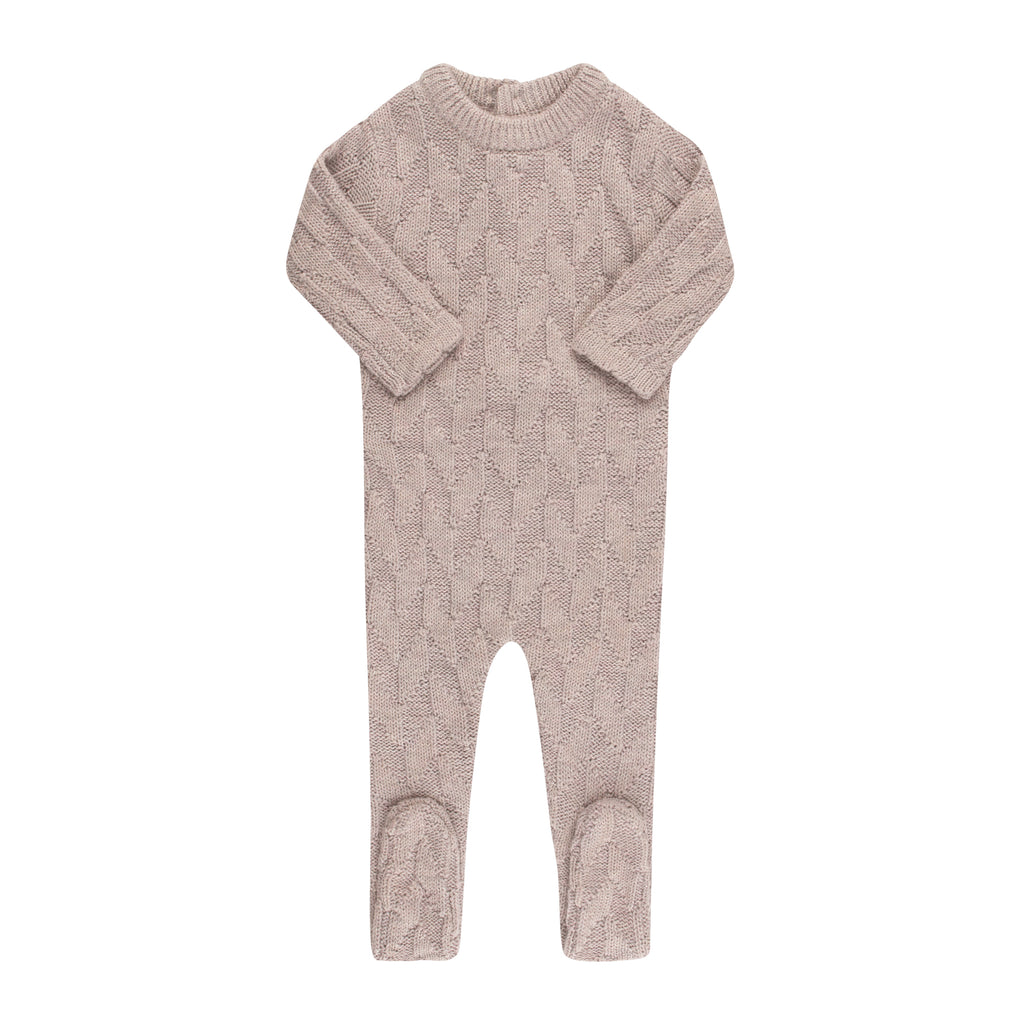 Pippin Jigsaw Knit Footie - Baby Pink