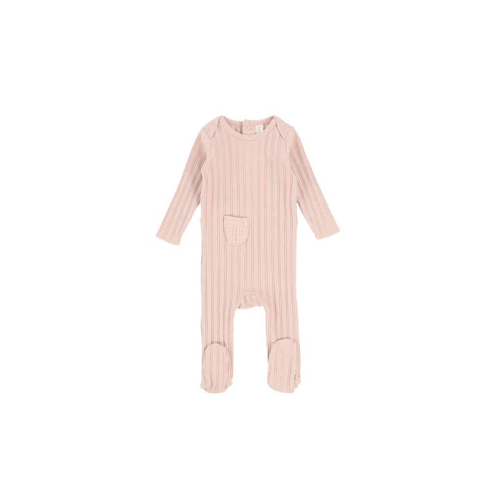 Ribbed Muslin Footie - Soft Pink