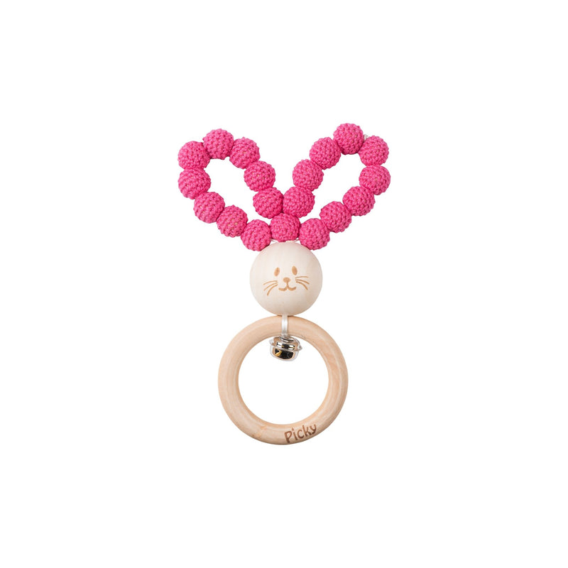 Crochet Bunny Teether - Hot Pink