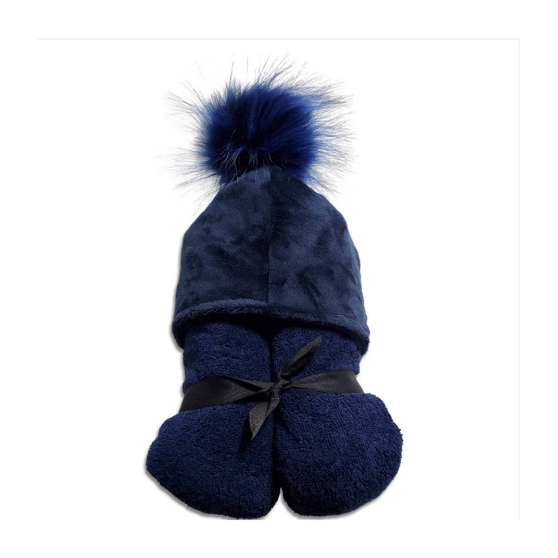 Winx And Blinx Pompom Hooded Towel - Navy