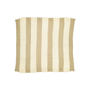 Spool Fine Knits Striped Knit Blanket - Ecru & Beige