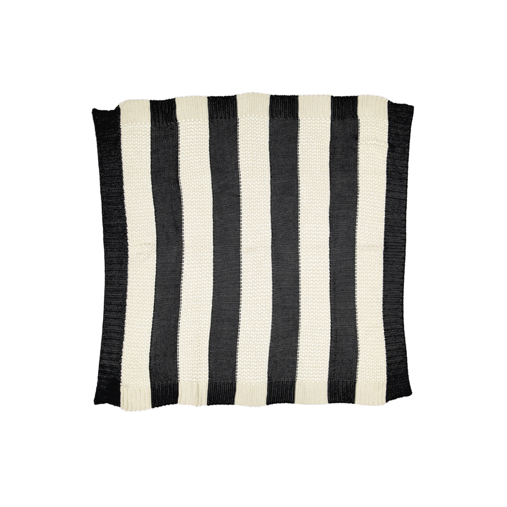 Spool Fine Knits Striped Knit Blanket - Ecru & Black
