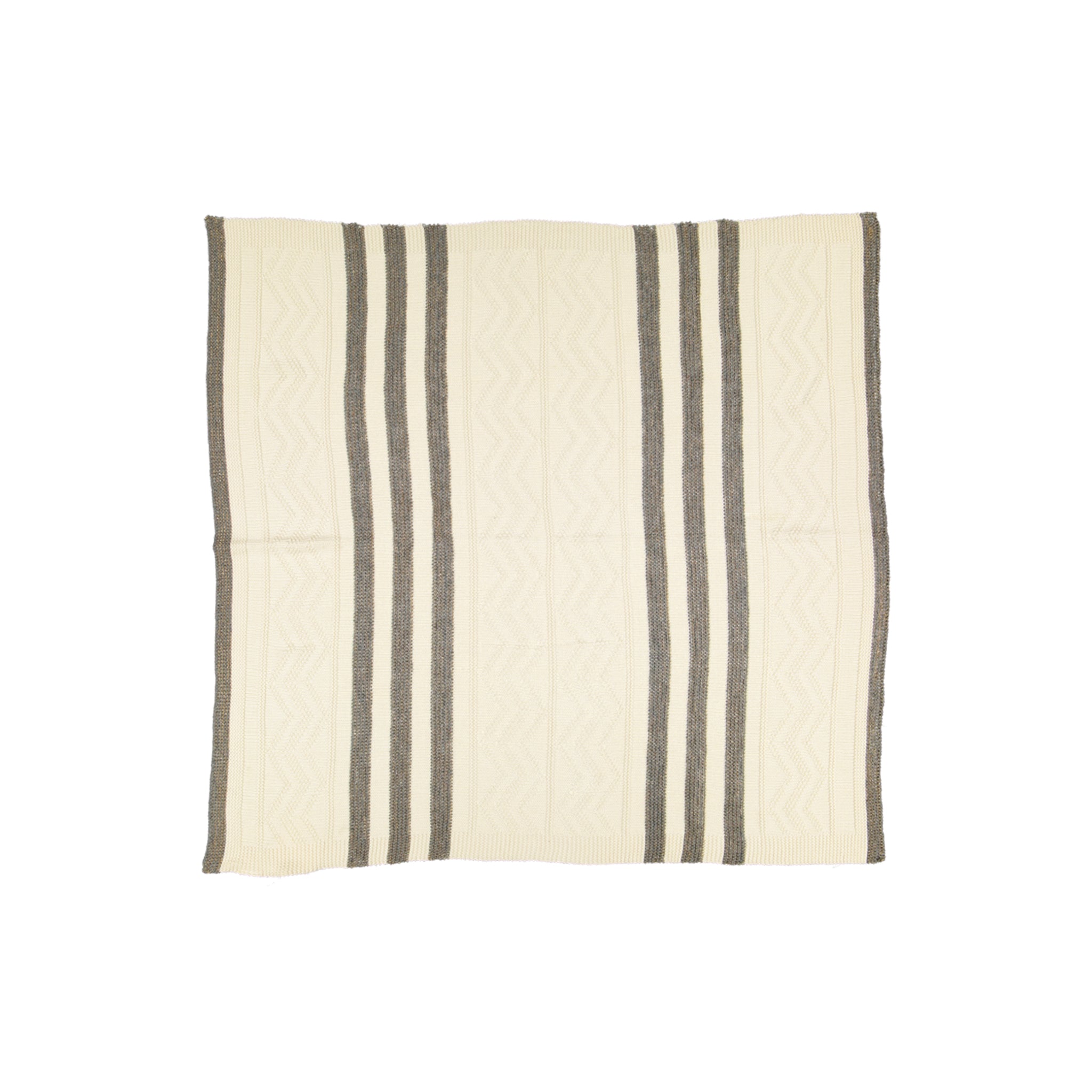 Spool Fine Knits Striped Knit Blanket - Ecru & Grey