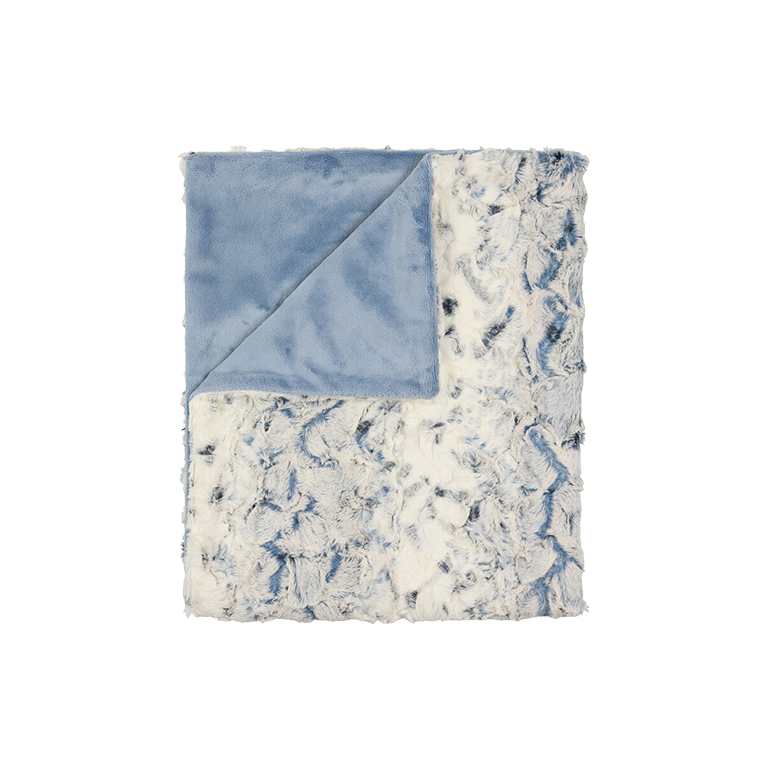 Peluche Speckled Fur Blanket - Blue